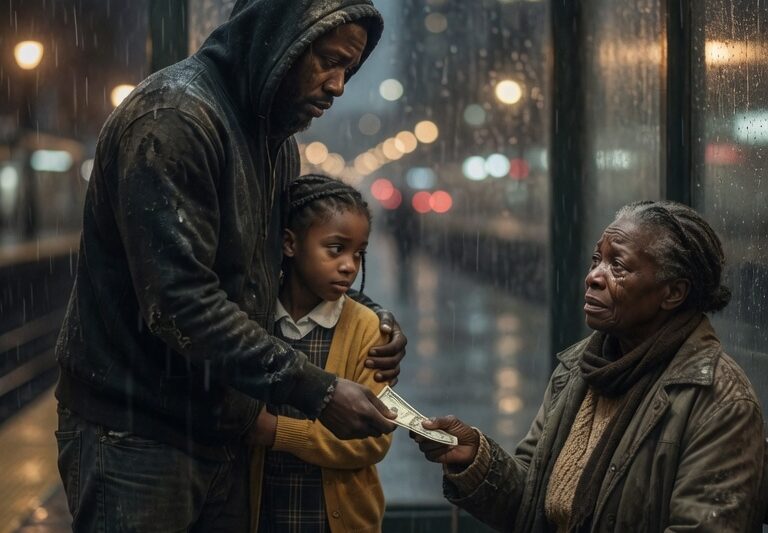 “Single Dad Gave His Last $10 to an Old Woman in the Subway” — He Thought He Was Sacrificing His Own Dinner for a Stranger Who Needed Help More Than He Did, Holding His Little Girl’s Hand While the Cold Wind Rushed Through the Empty Platform… But When the Frail Woman Looked at His Name Tag, Whispered a Name He Hadn’t Heard in Years, and Pulled Out a Letter She Had Carried Like a Secret, Everyone Froze — Because What She Did Next Didn’t Just Change His Night, It Revealed the Truth That Could Rewrite His Entire Life.