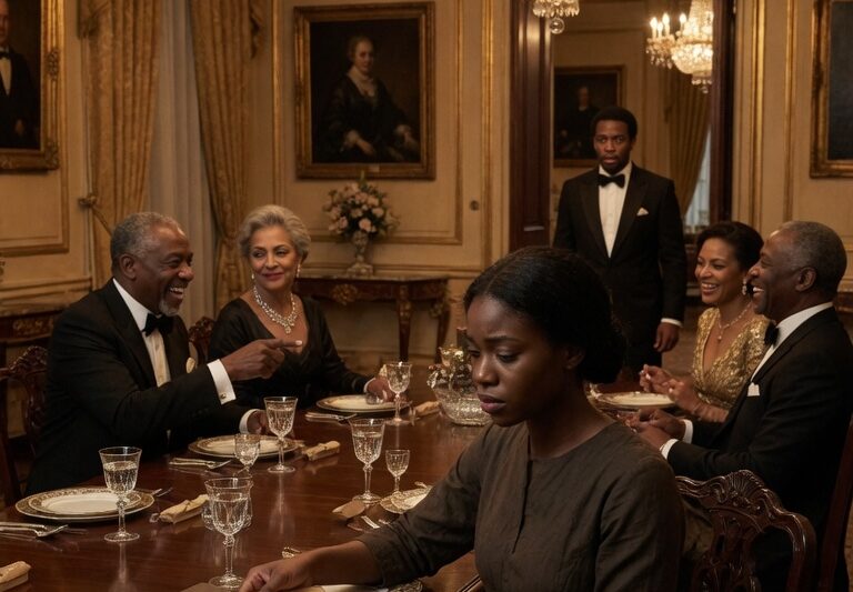 “Billionaire Family Disgraced Their Son’s Poor Girlfriend at a Lavish Dinner” — They Mocked Her Dress, Her Job, and the Life She Came From, Certain She Would Lower Her Eyes and Walk Away in Shame… But When She Quietly Stood Up, Placed One Forgotten Document on the table, and Revealed the Name They Had Been Desperate to Impress All Night, the Entire Mansion Fell Silent — Because Her Next Response Didn’t Just Humiliate the Richest Family in the Room, It Exposed the Secret That Could Destroy Their Empire.