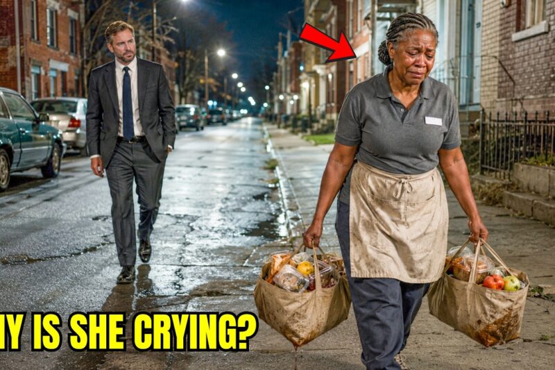 CEO Followed the Cleaning Lady Who Only Asked for Leftover —What Waited at Her Door Stopped Him Cold