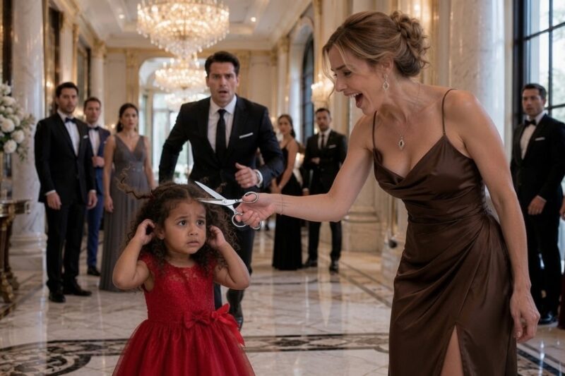 The Fiancée Cut the Maid’s Toddler’s Hair in Front of Everyone — Then the Billionaire Arrived turning a quiet household gathering into a shocking public humiliation that left the staff frozen in disbelief, the child crying silently, and the entire room waiting for someone to speak up as tension escalated beyond control just as whispers spread through the mansion about hidden secrets, broken trust, and a dangerous power struggle beneath the surface, until the sudden arrival of a billionaire changes everything in ways no one expected, forcing truth to surface and shifting the balance of power instantly forever altered fate