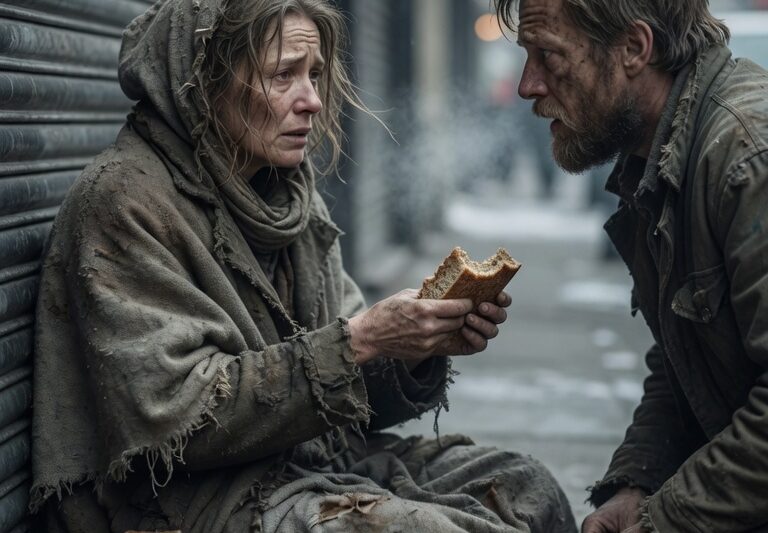 Homeless Mom With Only $5 Left Offered Her Last Piece of Bread to a Lonely Stranger—What Happened in the 72 Hours That Followed Turned a Moment of Quiet Sacrifice Into an Unbelievable Chain of Events No One Could Have Anticipated, As That Simple Act of Compassion Quietly Set Off Ripples Far Beyond the Street Corner Where It Began, Eventually Reaching People and Places She Never Imagined, Leading to a Sudden Shift in Her Life That Exposed Hidden Connections, Unexpected Kindness Returned From Strangers She Had Never Met Before, and a Twist of Fate That Transformed Desperation Into a Second Chance When She Least Expected It, Proving That Even the Smallest Gesture Can Echo Back in Ways That Completely Rewrite a Person’s Future