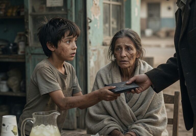 He Sells Lemonade to Fund His Mother’s Dialysis—Until a Man in Black Pulls Over 6 Days Later, Stopping in Front of the Small Street Stand That a Determined Boy Built From Scratch Just to Keep His Mother Alive, Turning an Ordinary Afternoon Into a Moment That Would Quietly Change Everything He Had Been Struggling to Carry Alone, As the Stranger Observed in Silence, Noticing the Exhaustion, the Hope, and the Desperation Hidden Behind Every Cup Sold, Before Taking a Step That Would Unravel a Chain of Events No One on That Corner Could Have Predicted, Leading to a Turning Point Where Compassion, Timing, and an Unseen Connection Between Two Lives Collided in a Way That Would Leave the Boy—and Everyone Who Heard His Story—Completely Speechless