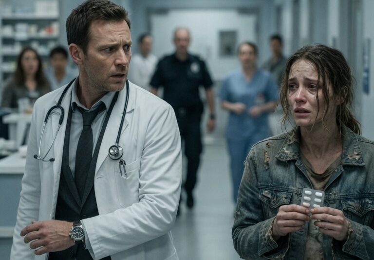 “Can I Pay Later?” a Billionaire Doctor Saw a Poor Woman Stealing Antibiotics for Her Dying Son—What He Did Next Stopped Everyone in the Pharmacy and Turned a Moment of Desperation Into an Unforgettable Moral Crossroads, As the Man Who Had Built His Reputation on Wealth, Precision, and Power Froze When He Realized the True Cost of Survival Was Not Measured in Money but in Time, Fear, and a Mother’s Breaking Point, Leading Him to Make a Split-Second Decision That Would Change Not Only Her Life, But Also the Way He Understood Justice, Compassion, and the Silent Struggles Hidden Behind Everyday Acts of Survival, Leaving Witnesses Shocked and the Woman Completely Unprepared for the Consequences of Being Seen Instead of Judged