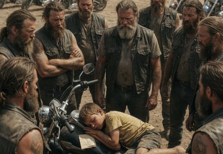 Hells Angels Riders Were Left Stunned After They Found a Little Boy Quietly Asleep Across Their Motorcycles, Curled Up Between Leather Seats and Chrome Handlebars as if He Had Nowhere Else in the World to Go — At First, the Scene Seemed Strange, Even Intrusive, and Some Expected the Club to React Harshly; But the Moment They Looked Closer and uncovered the heartbreaking reason the child kept returning to their bikes, the entire mood changed. One by one, nearly 200 hardened bikers fell completely silent, realizing the boy’s unexpected connection to them was far deeper, sadder, and more powerful than anyone could have imagined.