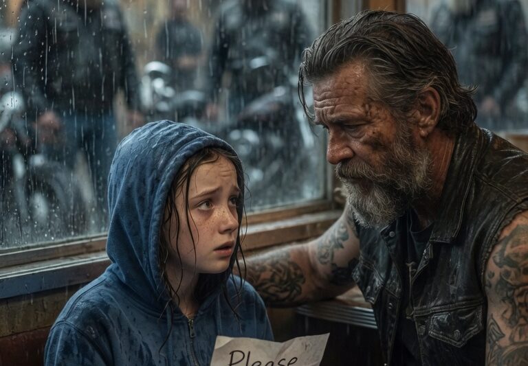 Little Girl Whispered “I’m Scared” to a Lonely Biker Outside a Quiet Roadside Bar — She Never Expected That Three Simple Words Would Reach the Hearts of an Entire Motorcycle Brotherhood. The Biker Who Seemed Fearsome and Unapproachable Suddenly Became Her Greatest Protector. When the Hells Angels Learned What Had Happened, They Made a Decision That Shocked Everyone Around Them. Within Hours, Their Unexpected Response Changed the Girl’s Life Forever and Revealed a Side of the Bikers Nobody Ever Saw. What Began as a Frightened Whisper Turned Into a Powerful Story About Compassion, Loyalty, and the Unbreakable Bond Between Strangers.