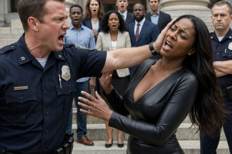 A cop slapped a Black woman outside the courthouse after she asked for his badge number, unaware the calm woman holding her torn briefcase was the presiding judge assigned to his own misconduct case.