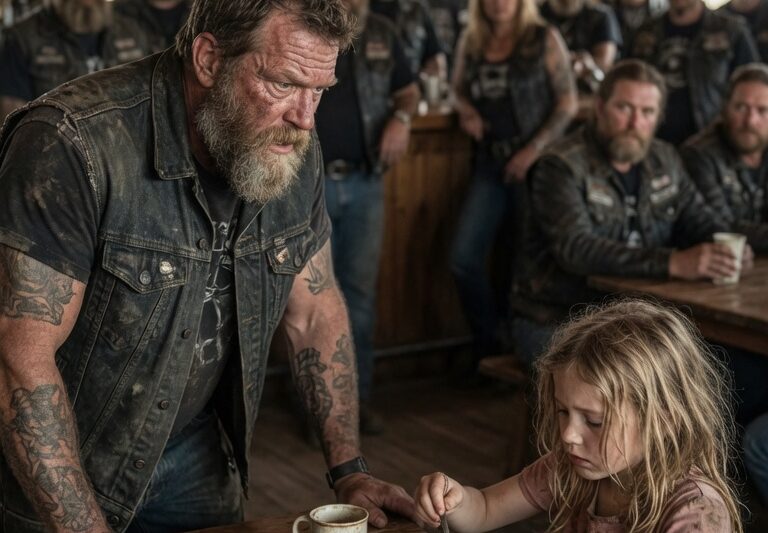 A Biker Stopped in Shock After Finding His Young Niece Huddled Behind a Store, Eating Scraps Just to Survive, Only to Discover a Terrifying Mark of Debt Stamped Across Her Small Hand, Revealing a Hidden Nightmare of Neglect, Fear, and Cruel Control That No Child Should Ever Endure, As the Truth Spread Through the Brotherhood and Rage Turned Into Action, What Happened Next Left the Entire Town Speechless When 191 Hells Angels Rode In Together, Not for chaos, but for justice, protection, and a reckoning no one responsible could escape, changing the little girl’s future forever in one unforgettable act of loyalty and family.