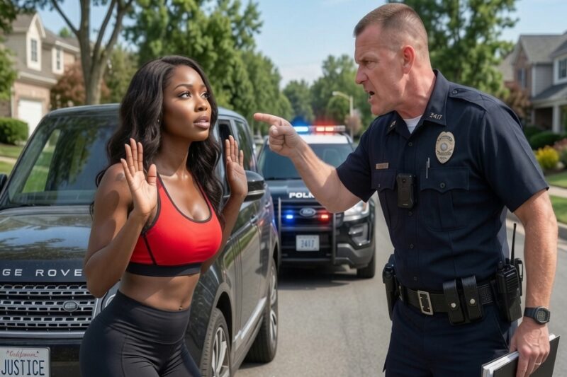 A dirty cop harassed a Black woman at a traffic stop, mocking her trembling hands and demanding she step out—never realizing the silent man in the passenger seat was his own police chief watching every lie unfold.