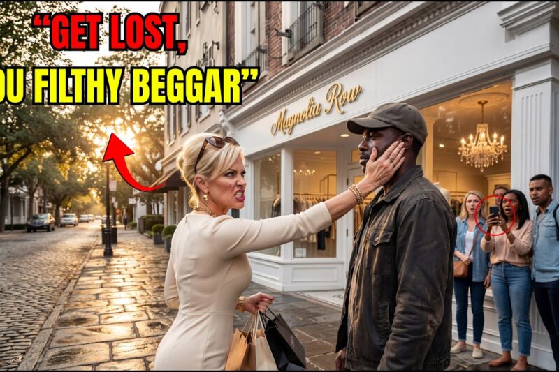 Rich Woman Slaps Black Homeless Man Outside Store — Gasps as He Steps Off Private Jet at Her Wedding