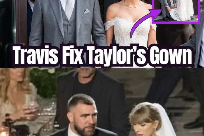 Travis Kelce Fixes Taylor Swift’s Gown as They Arrive at MSG For their Official Wedding Today!!!