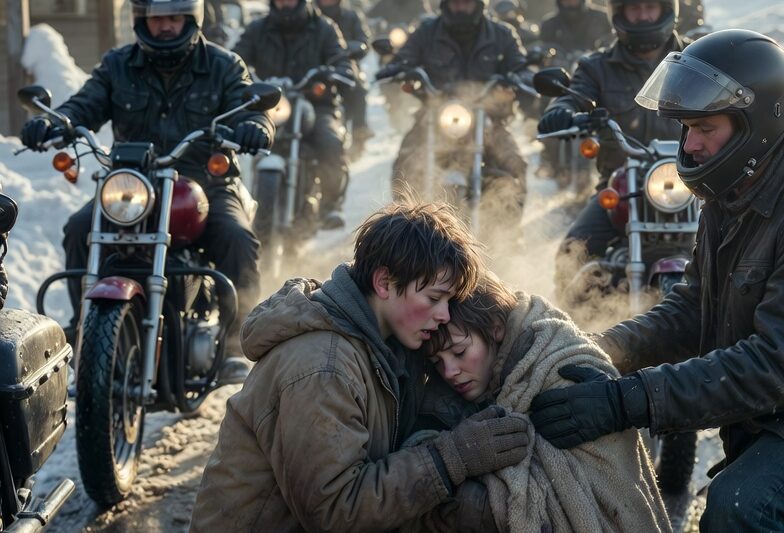 Homeless Boy Saved a Frozen Biker’s Wife — Next Morning, 40 Riders Surrounded Him