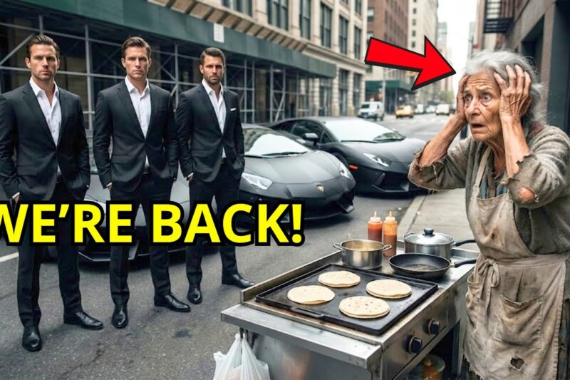 Poor Old Woman Fed Homeless Triplets — Years Later, Three Lamborghinis Stopped at Her Cart